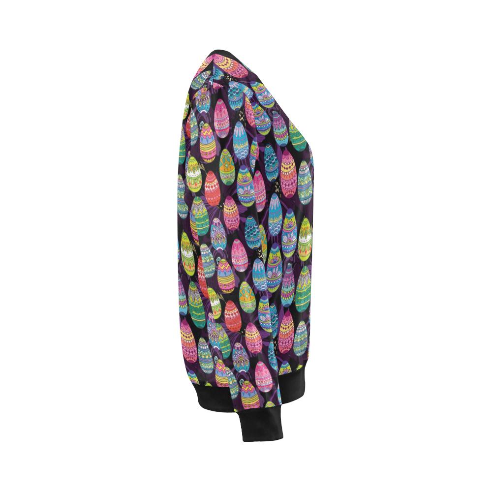 Easter Eggs Pattern Print Design RB08 Women Long Sleeve Sweatshirt-JorJune