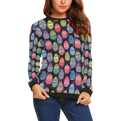 Easter Eggs Pattern Print Design RB08 Women Long Sleeve Sweatshirt-JorJune