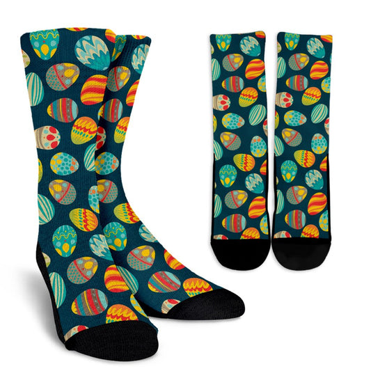 Easter Eggs Pattern Print Design RB09 Crew Socks-JORJUNE.COM