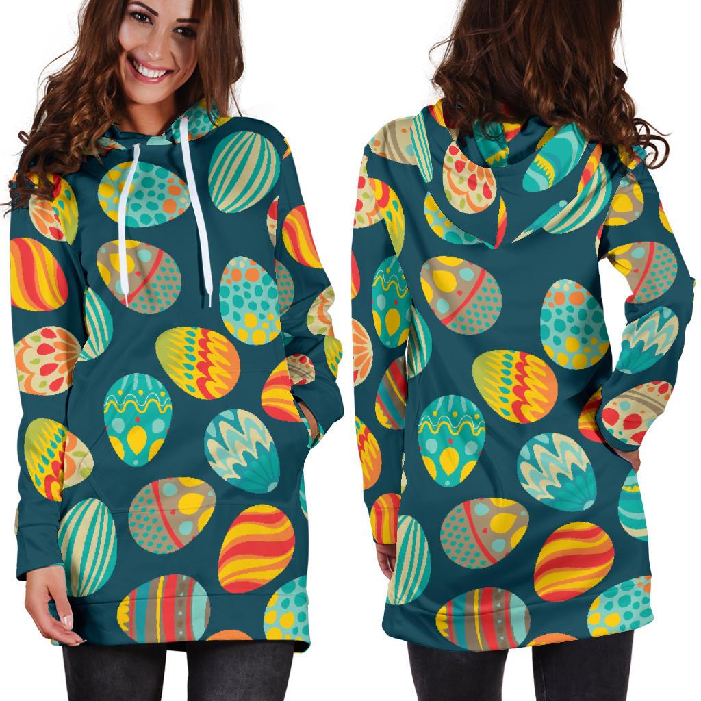 Easter Eggs Pattern Print Design RB09 Women Hoodie Dress