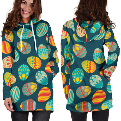 Easter Eggs Pattern Print Design RB09 Women Hoodie Dress