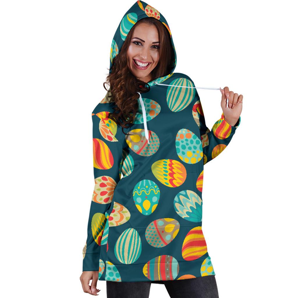 Easter Eggs Pattern Print Design RB09 Women Hoodie Dress