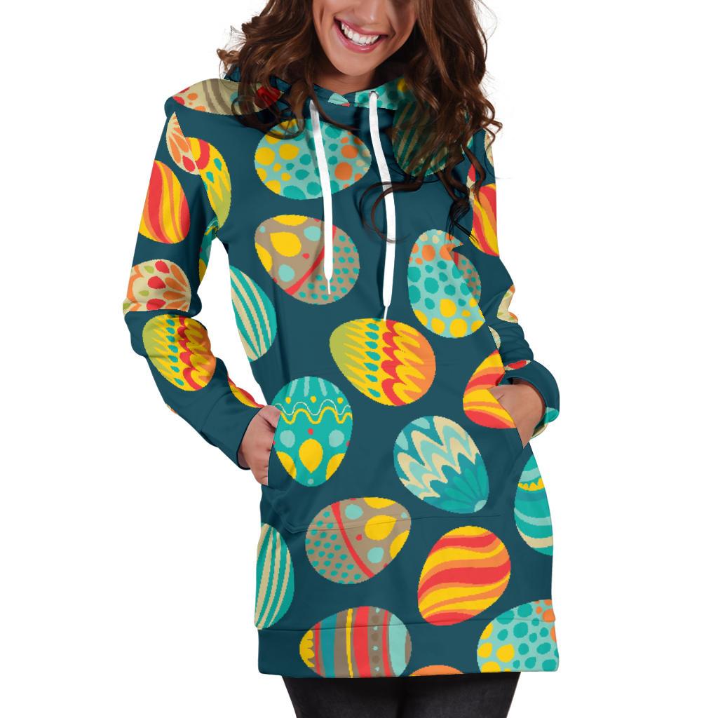 Easter Eggs Pattern Print Design RB09 Women Hoodie Dress