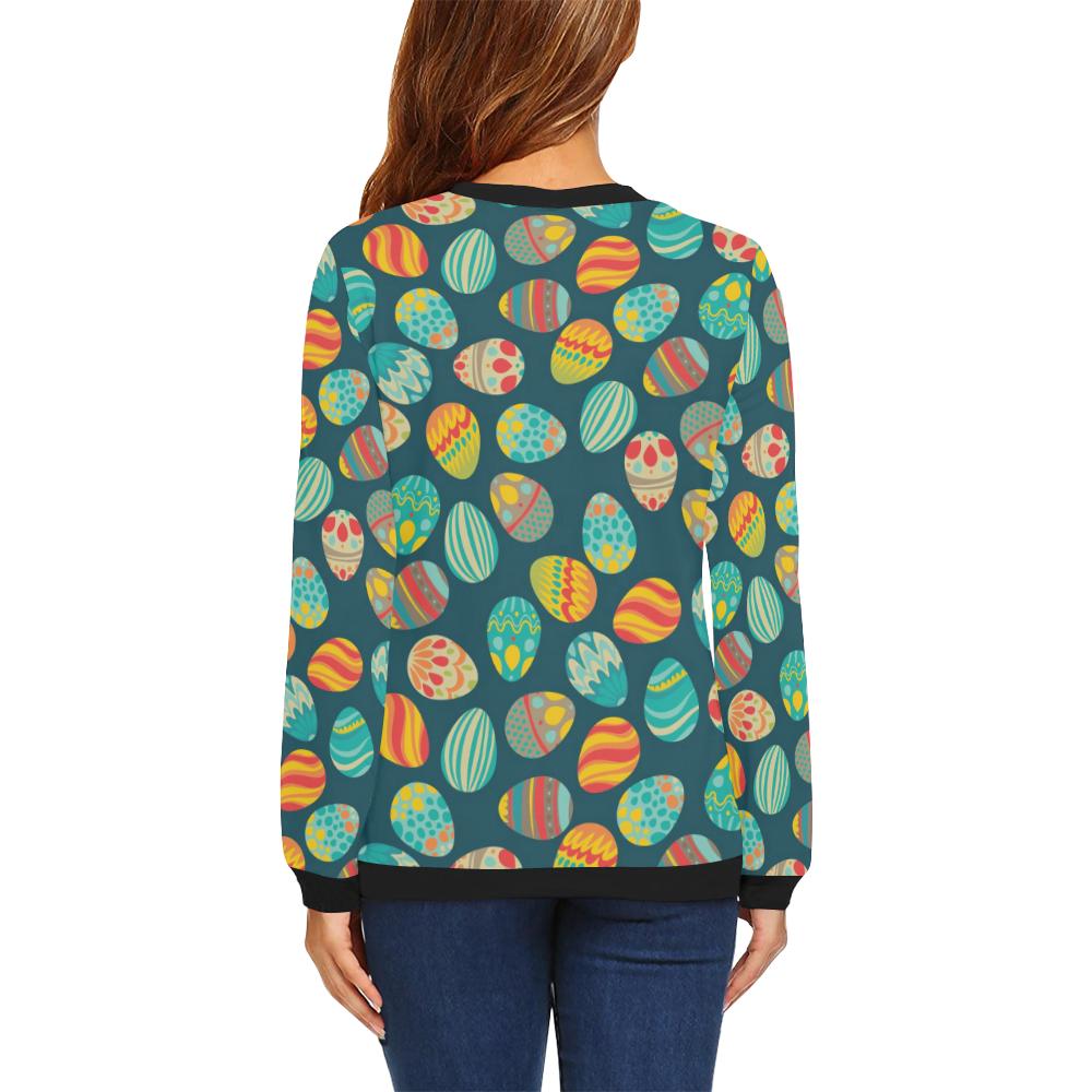 Easter Eggs Pattern Print Design RB09 Women Long Sleeve Sweatshirt-JorJune