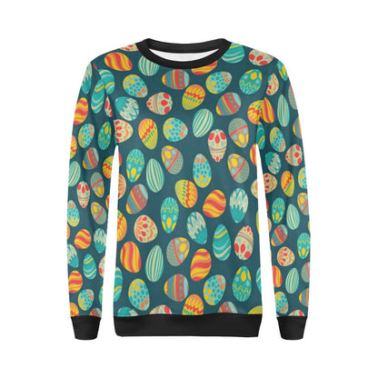 Easter Eggs Pattern Print Design RB09 Women Long Sleeve Sweatshirt-JorJune