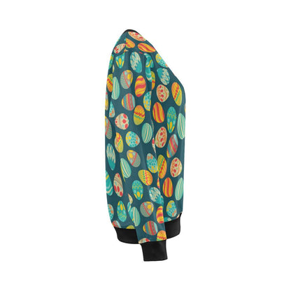 Easter Eggs Pattern Print Design RB09 Women Long Sleeve Sweatshirt-JorJune