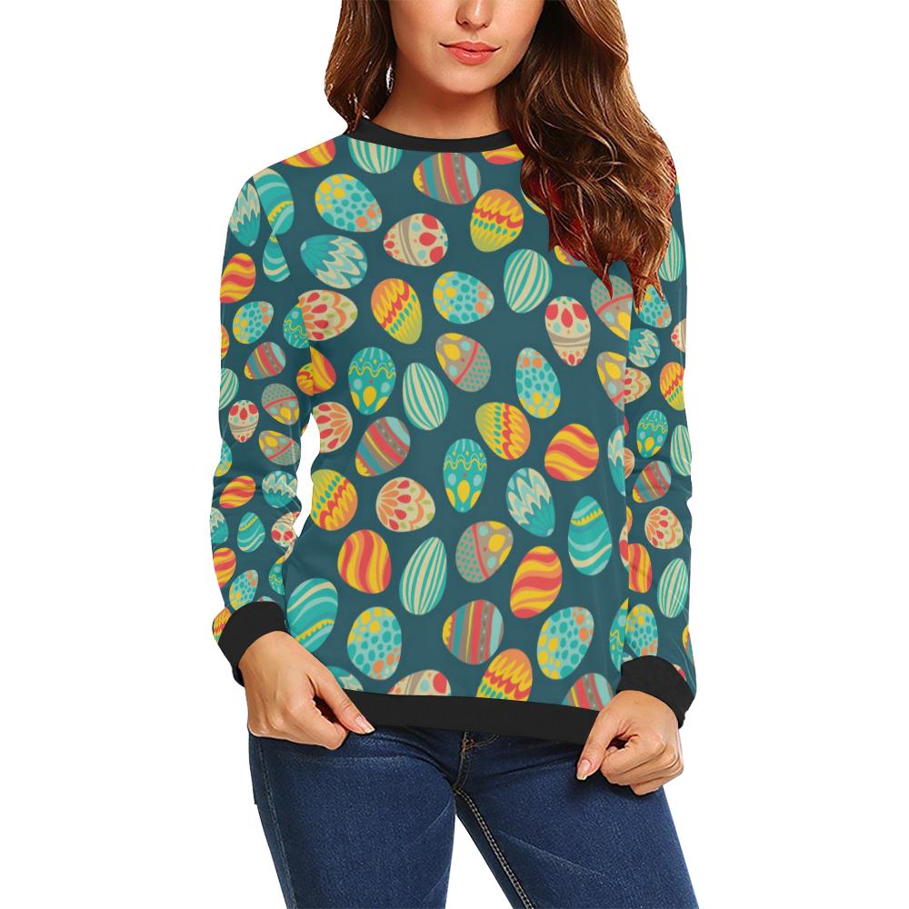 Easter Eggs Pattern Print Design RB09 Women Long Sleeve Sweatshirt-JorJune