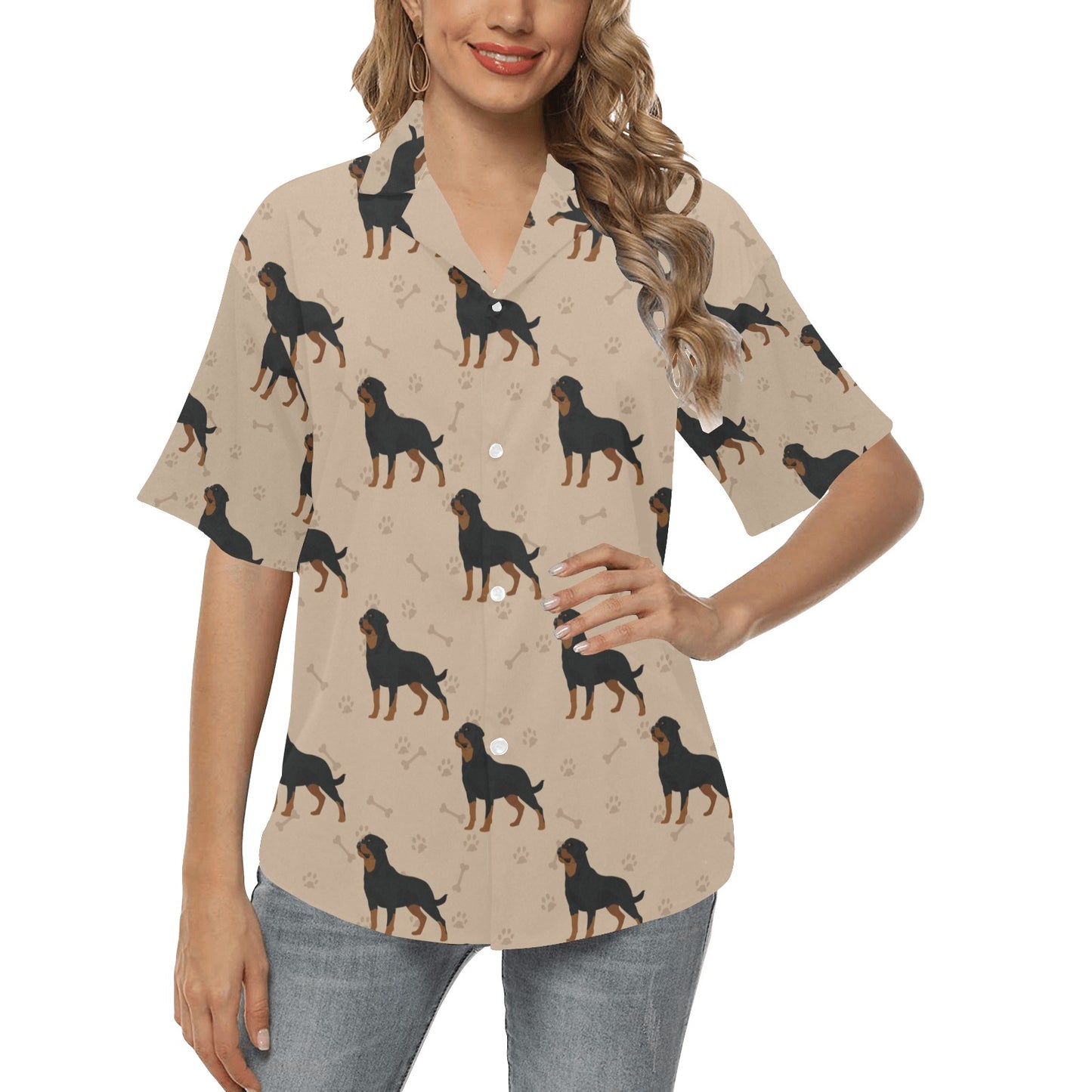 Rottweiler Pattern Print Design A01 Women's Hawaiian Shirt
