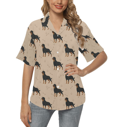 Rottweiler Pattern Print Design A01 Women's Hawaiian Shirt