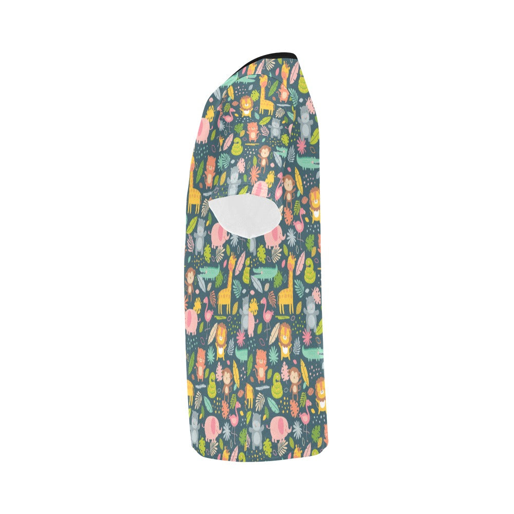 Safari Animal Cartoon Print Design LKS305 Men's All Over Print T-shirt
