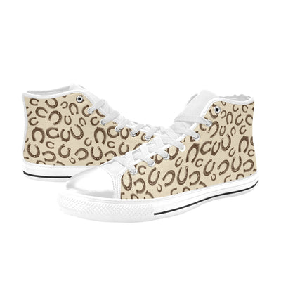 Horseshoe Print Design LKS302 High Top Women's White Shoes