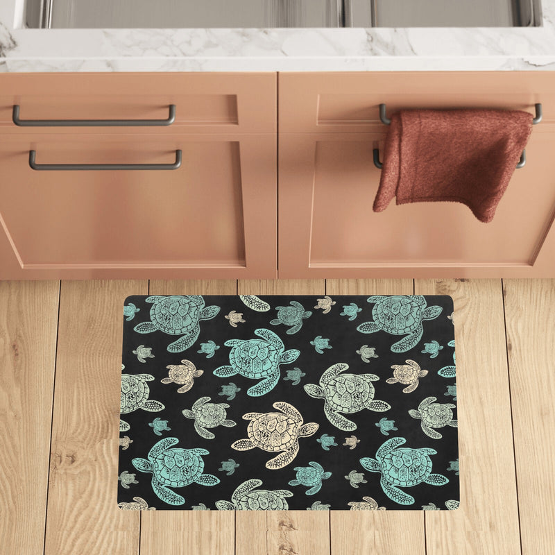 Sea Turtle Stamp Pattern Kitchen Mat