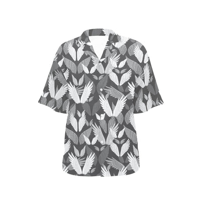 Angel Wings Pattern Design Themed Print Women's Hawaiian Shirt