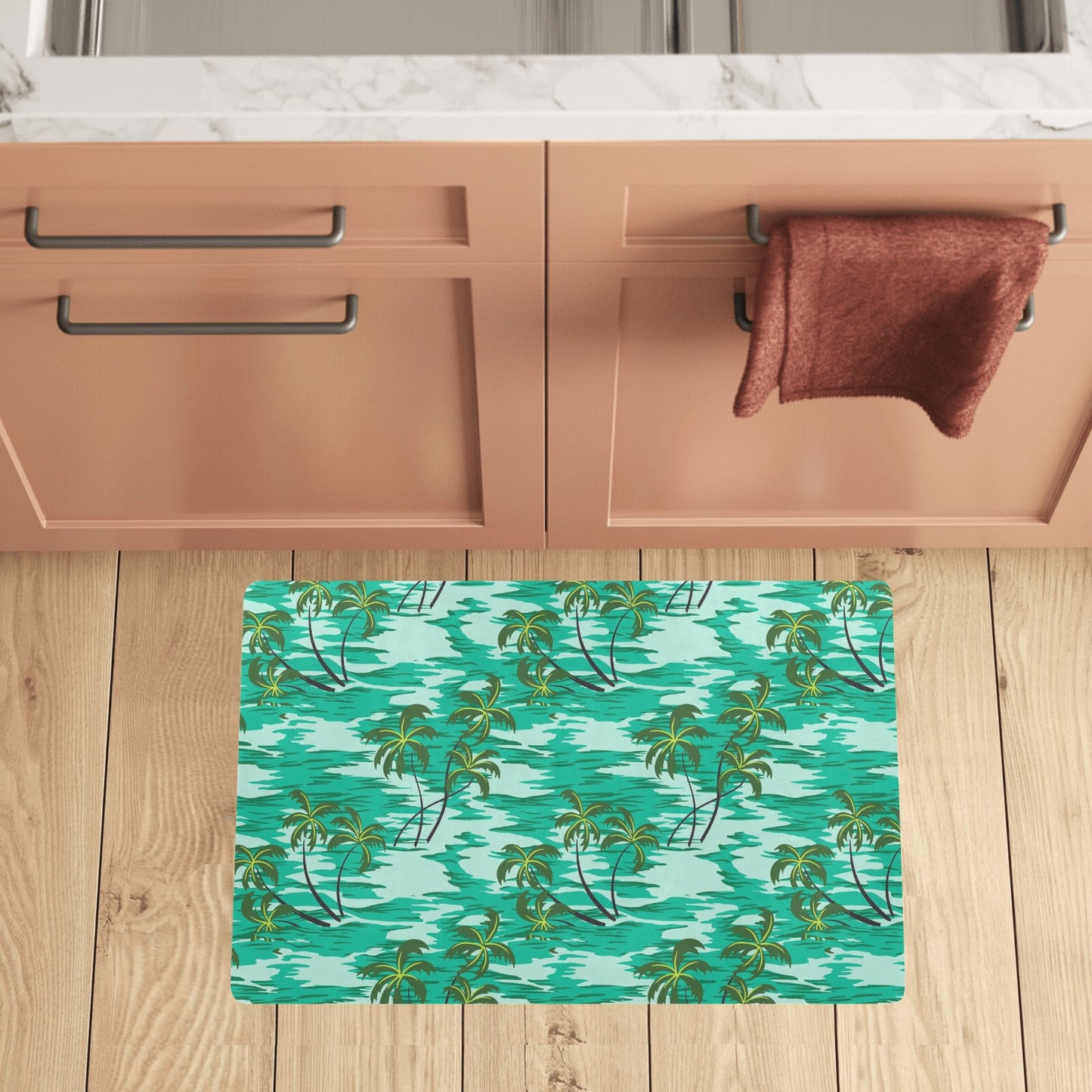 Palm Tree Pattern Print Design A01 Kitchen Mat