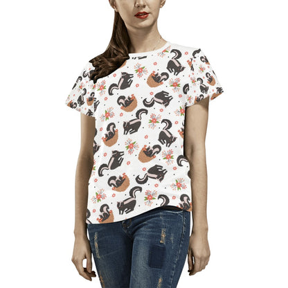 Skunk Print Design LKS304 Women's  T-shirt