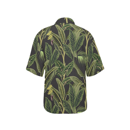 Banana Leaf Pattern Print Design BL04 Women's Hawaiian Shirt