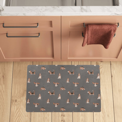 Basset Hound Pattern Print Design 03 Kitchen Mat