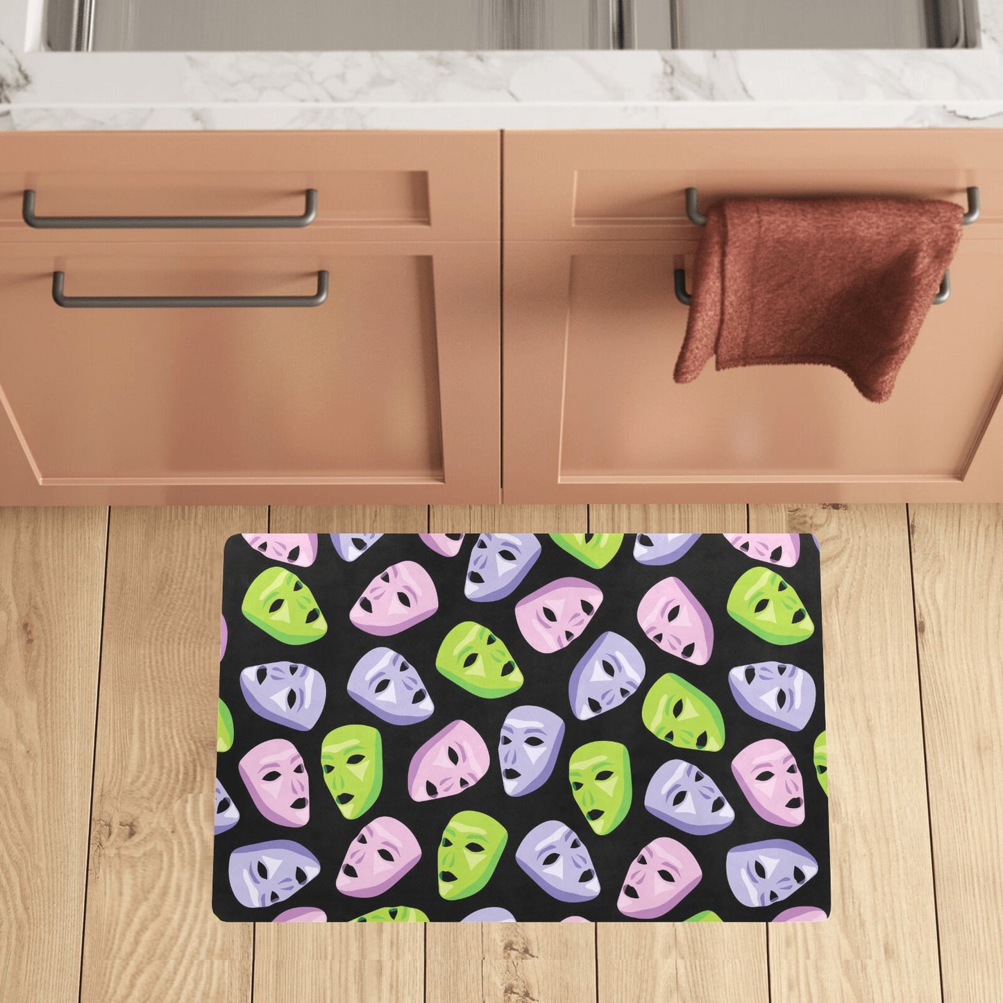 Acting Mask Pattern Print Design 04 Kitchen Mat