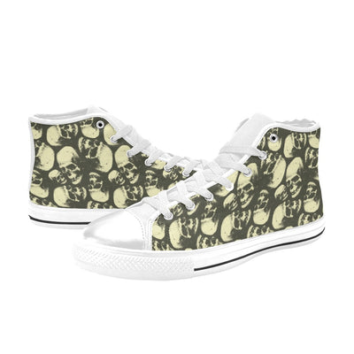 Skull Print Design LKS302 High Top Women's White Shoes