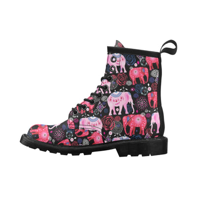 Pink Elephant Pattern Women's Boots