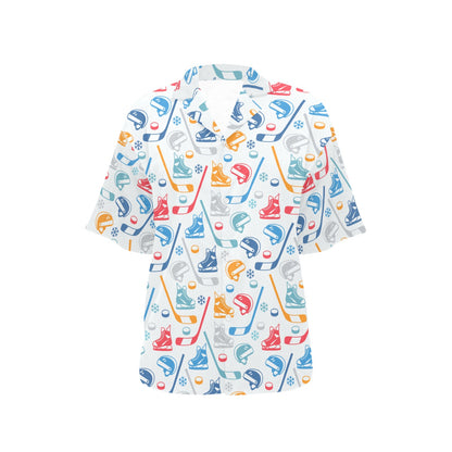 Hockey Equipment Print Design LKS301 Women's Hawaiian Shirt