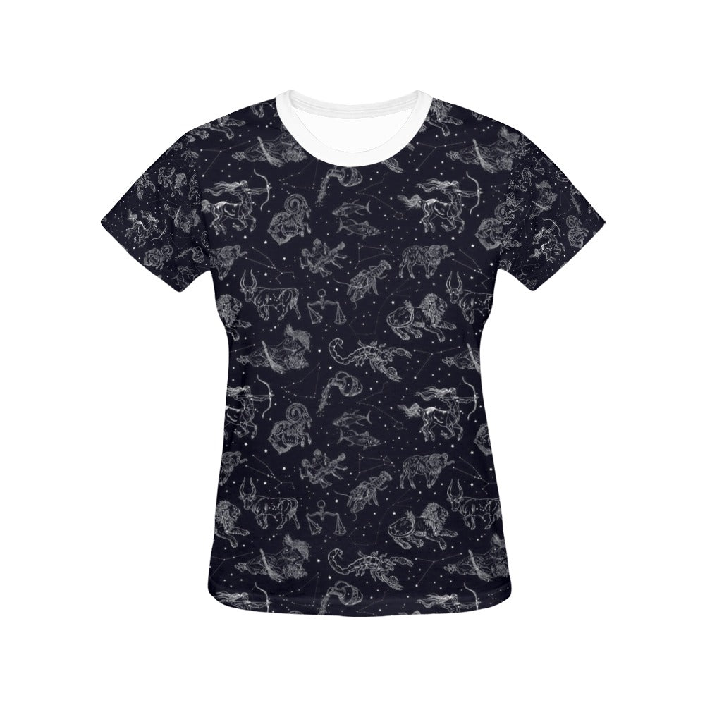 Zodiac Print Design LKS304 Women's  T-shirt