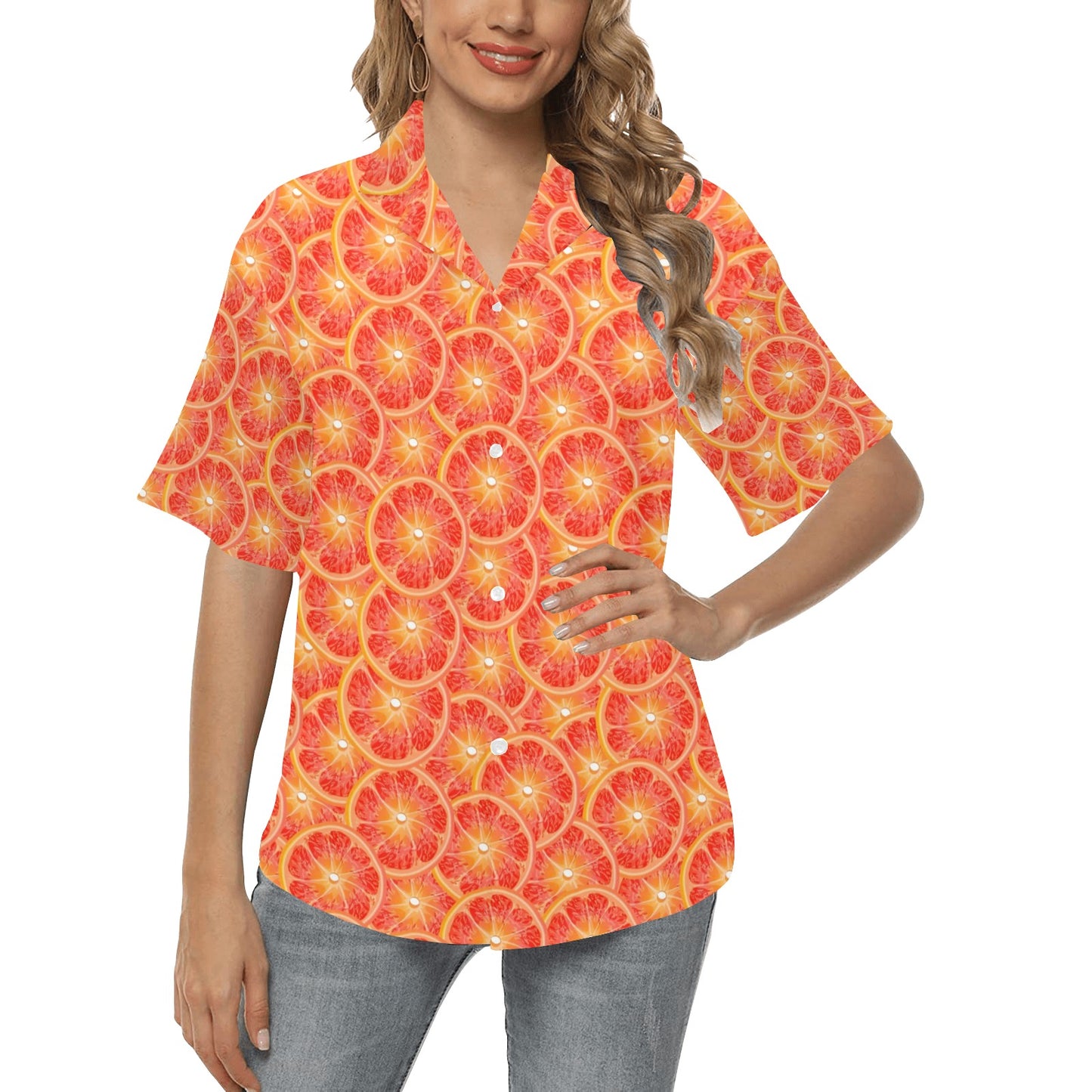 Grapefruit Pattern Print Design GF06 Women's Hawaiian Shirt