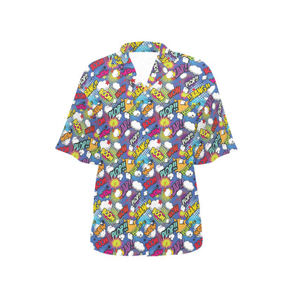 Comic Book Pattern Print Design 02 Women's Hawaiian Shirt