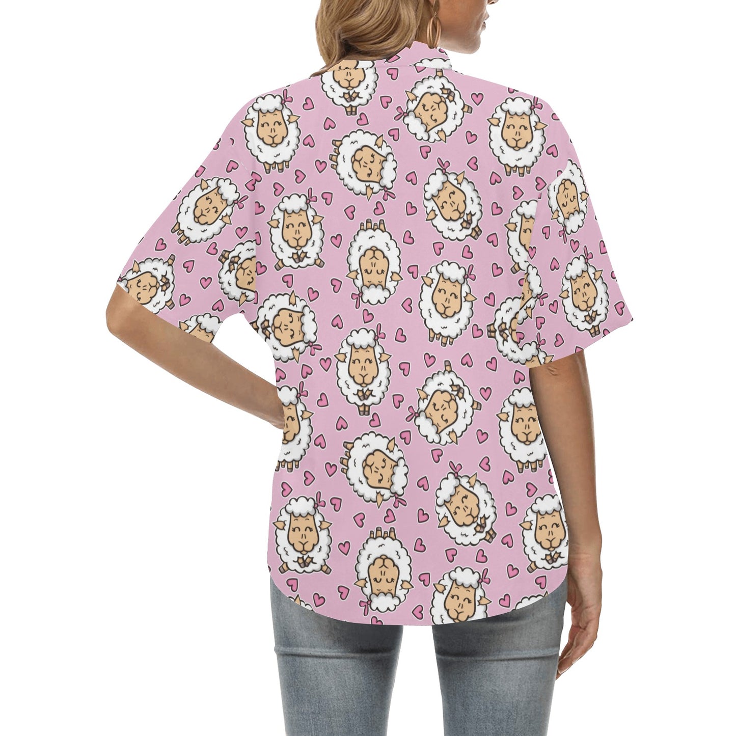 Sheep Cute Pattern Print Design 01 Women's Hawaiian Shirt