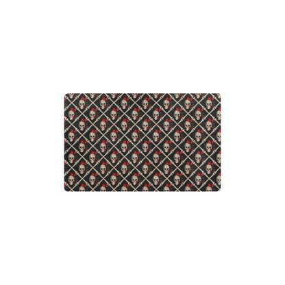 Skull Roses Bone Design Themed Print Kitchen Mat