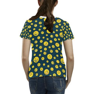 Smiley Face Emoji Print Design LKS301 Women's  T-shirt
