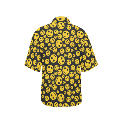 Smiley Face Emoji Print Design LKS304 Women's Hawaiian Shirt