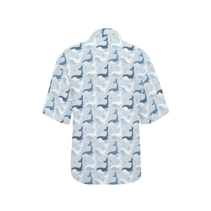 Whale Print Design LKS305 Women's Hawaiian Shirt