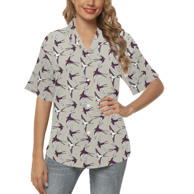 Swallow Bird Pattern Print Design 03 Women's Hawaiian Shirt