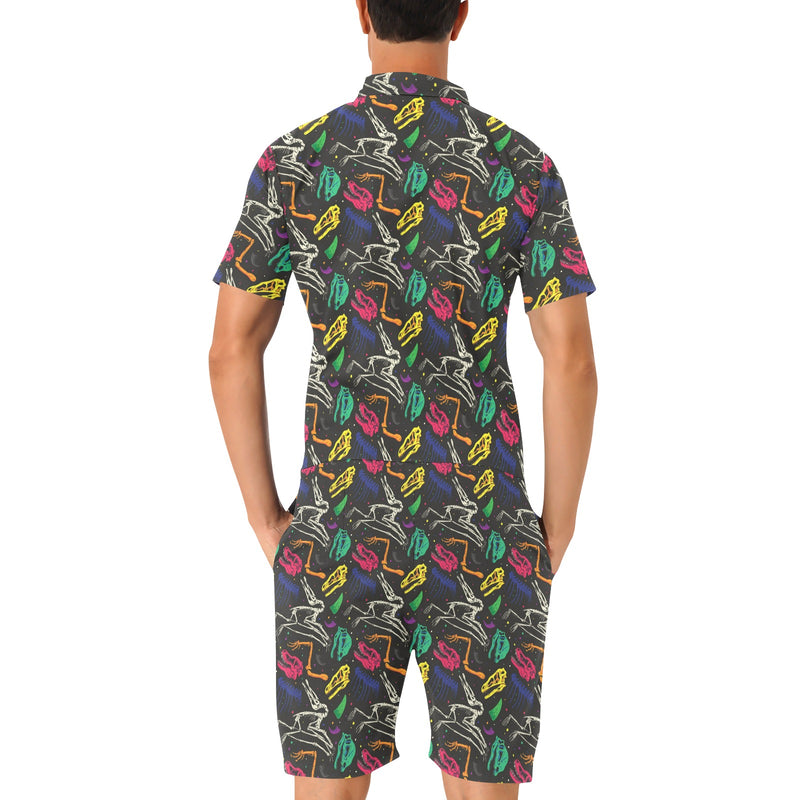 Dinosaur Skull Color Print Pattern Men's Romper