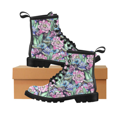 Water Lily Pattern Print Design WL07 Women's Boots