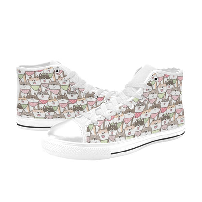 Shiba Inu Print Design LKS305 High Top Women's White Shoes