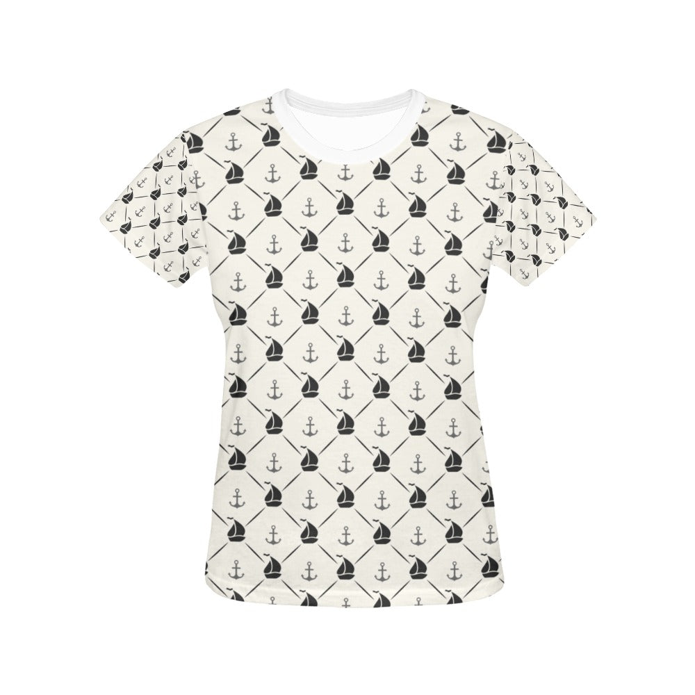 Sailboat Print Design LKS302 Women's  T-shirt