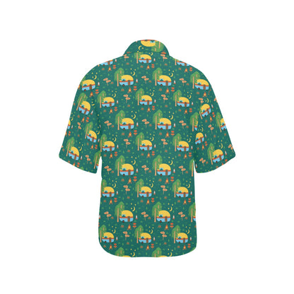 Camping Camper Pattern Print Design 06 Women's Hawaiian Shirt