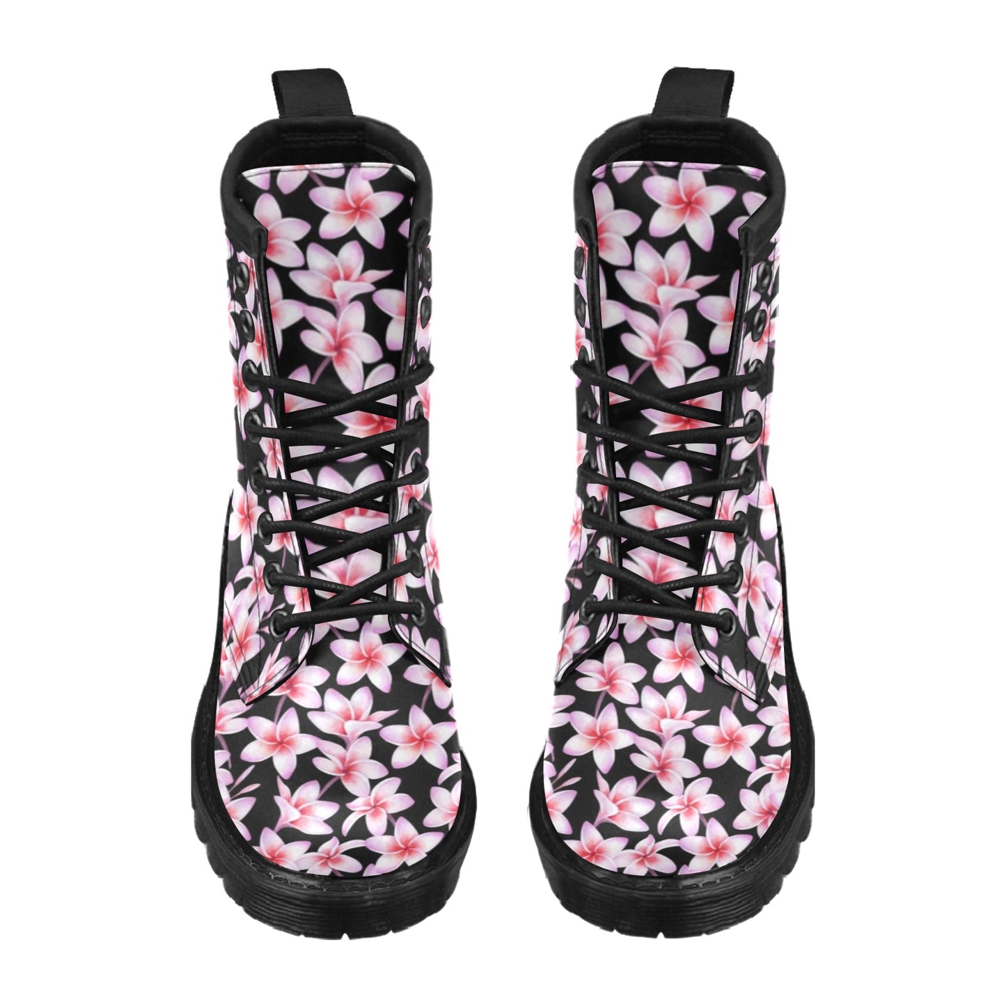 Pink Plumeria Pattern Print Design PM09 Women's Boots