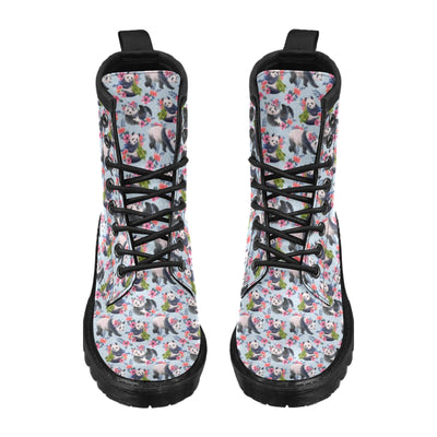 Panda Bear Flower Design Themed Print Women's Boots