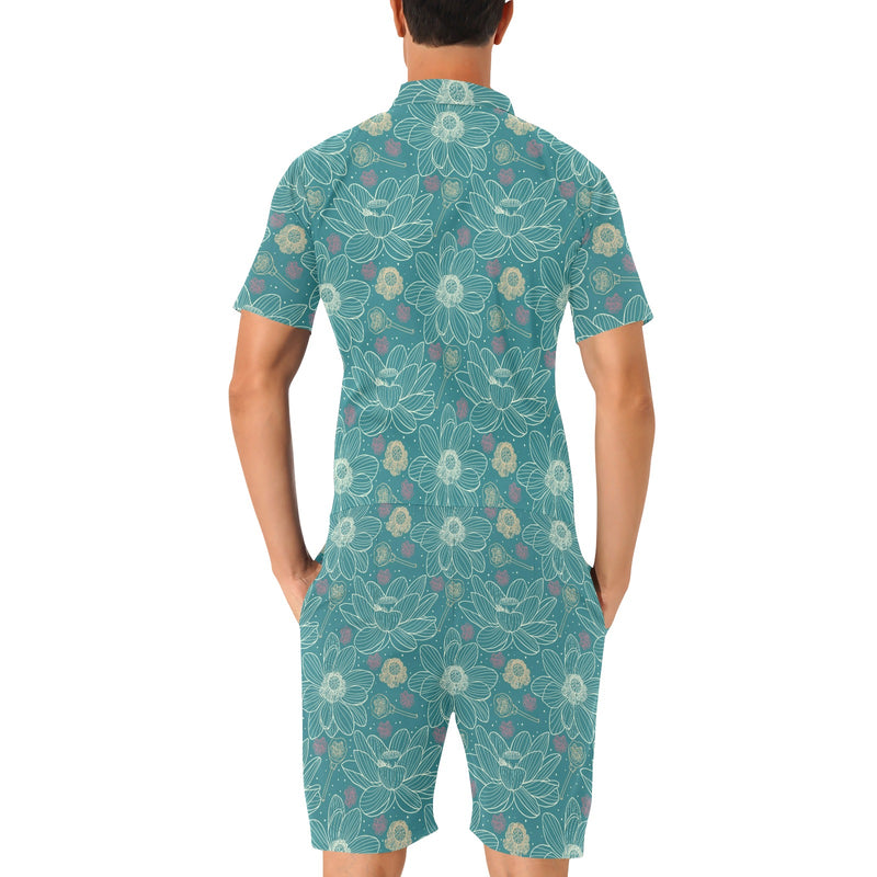 Lotus Pattern Print Design 01 Men's Romper