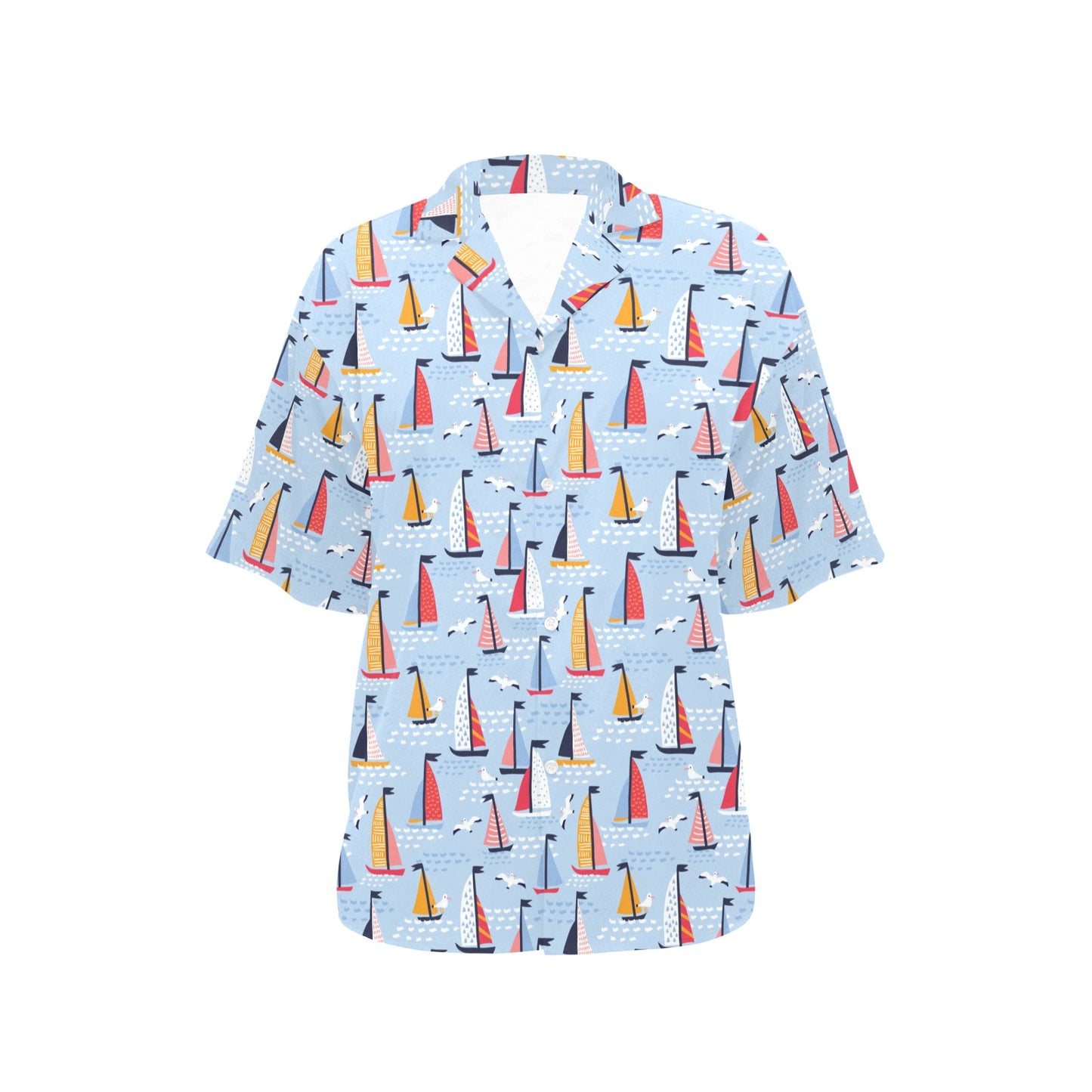 Sailboat Print Design LKS304 Women's Hawaiian Shirt