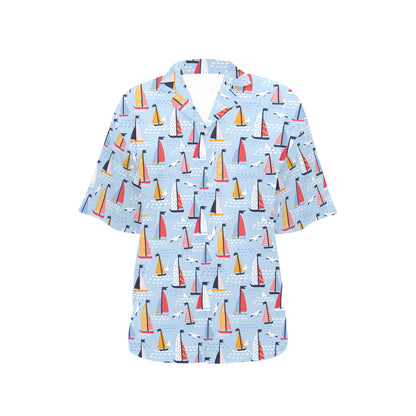Sailboat Print Design LKS304 Women's Hawaiian Shirt