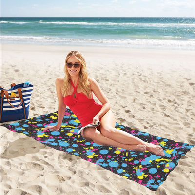 Splatter Colorful Print Design LKS301 Beach Towel 32" x 71"