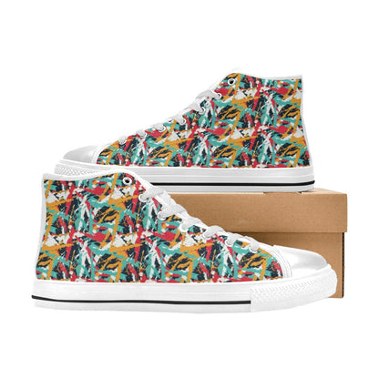 Splatter Print Design LKS304 High Top Women's White Shoes