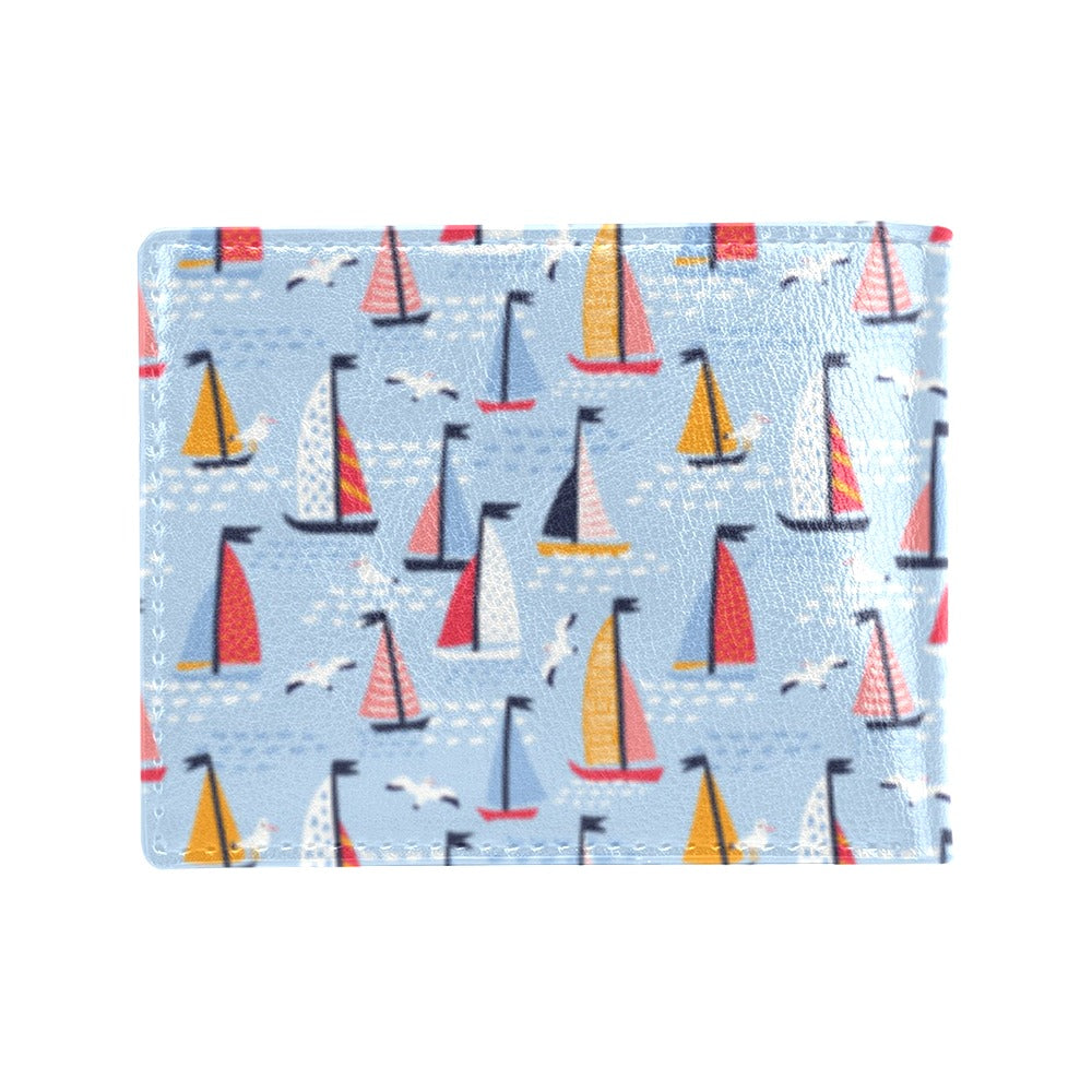 Sailboat Print Design LKS304 Men's ID Card Wallet