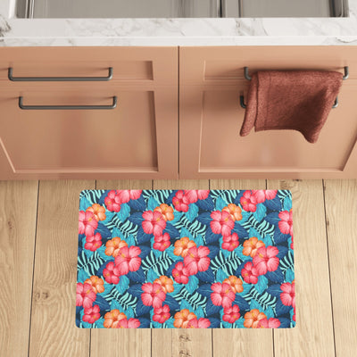 Red Hibiscus Pattern Print Design HB02 Kitchen Mat