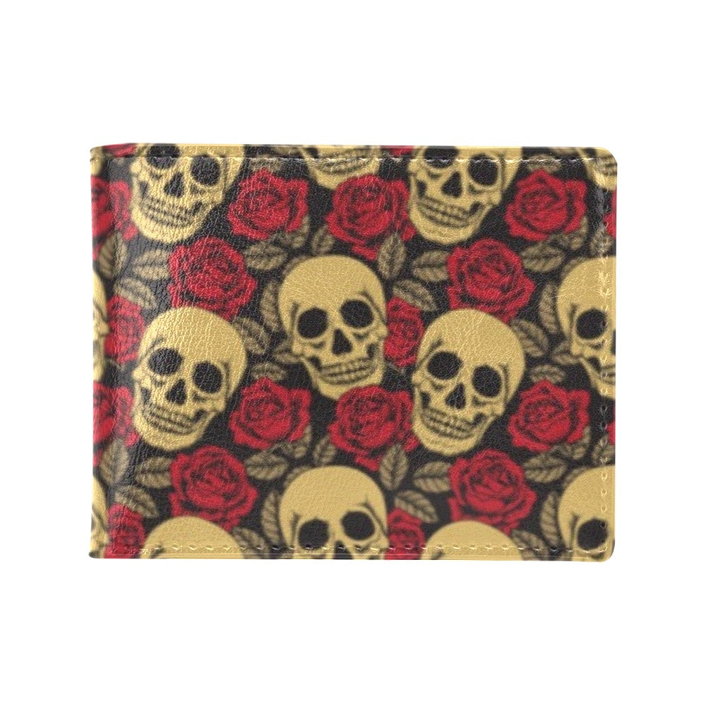 Skull And Roses Print Design LKS302 Men's ID Card Wallet