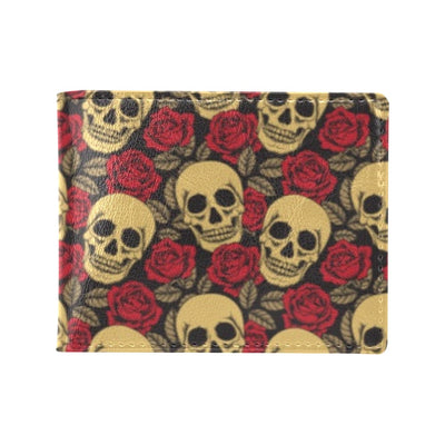 Skull And Roses Print Design LKS302 Men's ID Card Wallet